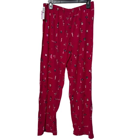 HUE Womens Medium Holiday Pajama Lounge Set Christmas Cocktails Snowmen NEW! - Picture 9 of 11